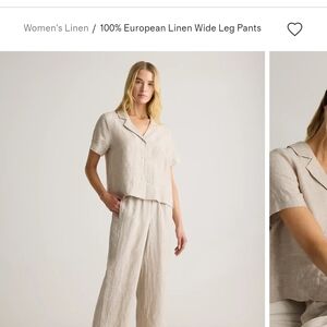 Quince Natural Beige Linen Straight Leg Pants